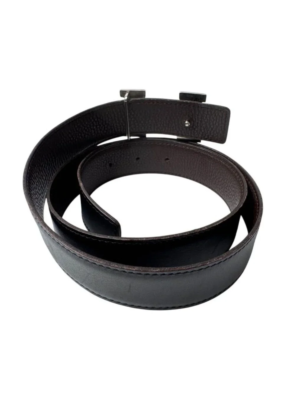 Hermes Constance H Belt Black Brown